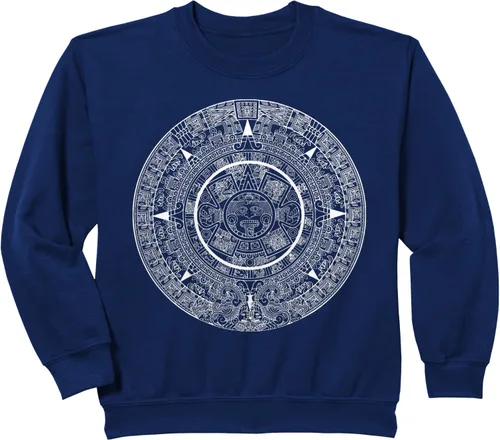 Vista 8 de Aztec Calendar Maya Sun Stone Carving Mexican Art Sudadera Mayans, Negro, S