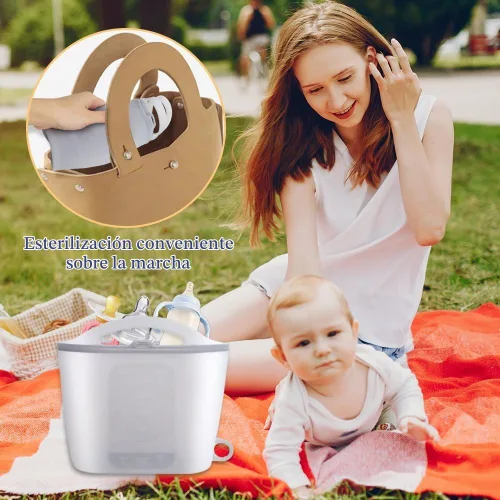 Vista 5 de Bolsa esterilizadora de vapor de silicona para microondas, bolsas reutilizables de 50.7 fl oz para biberones, extractor de leche, chupetes