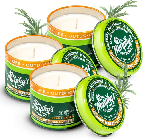 Vista 12 de Murphy's Naturals velas de té repelentes de mosquitos – 12 unidades Soy & beeswax blend with rosemary, peppermint, citronella & lemongrass oils