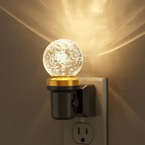 Vista 7 de JandCase Luces nocturnas enchufables a la pared, sensor de atardecer a amanecer, LED blanco suave de 3000 K, diseño acrílico, brillo ajustable de 0