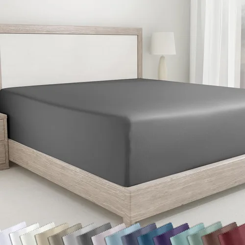 Vista 32 de California Design Den - Sábana bajera ajustable blanca, 100% algodón de 400 hilos, sábanas refrescantes de satén, no elástico que se desprende