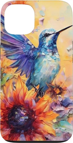 Vista 7 de Colorful Watercolor Sunflower Nature Purple Blue Hummingbird Case for iPhone 17