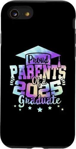 Vista 13 de iPhone 15 Parents of a 2025 Graduate Tie Dye Class Senior Graduation Case