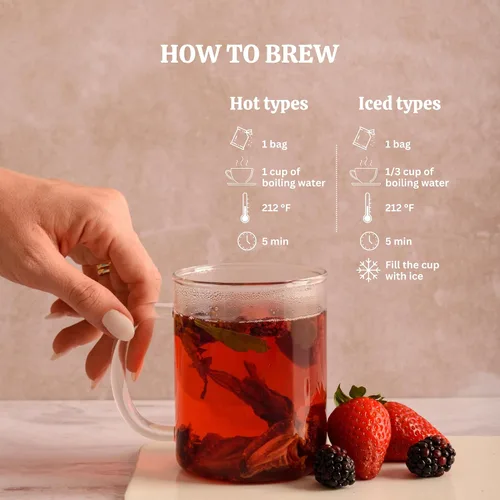 Vista 3 de Alibú Infusiones de té de frutas secas Alegria - Fresa, manzana, kiwi, hibisco - Certificado vegano, 100% natural, caliente o helado, sin cafeína