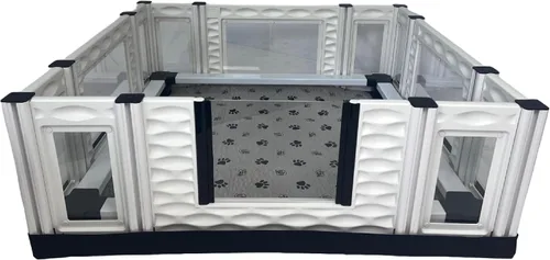 Vista 11 de EZwhelp EZclassic 28"x28"x18" Caja de parto acolchada pequeña para perros con rieles, suministros para parto de cachorros, almohadilla negra