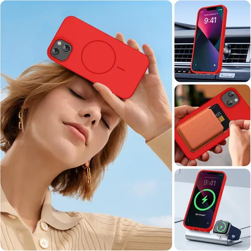 Vista 5 de Miracase - Funda diseñada para iPhone 13 con protector de pantalla de vidrio templado y forro de microfibra suave antiarañazos, funda de silicona