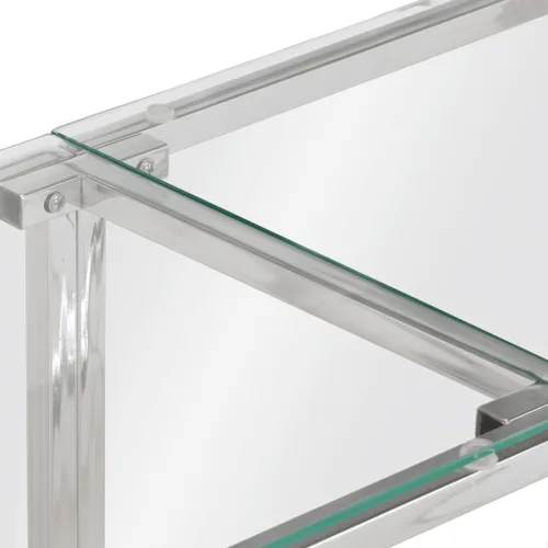 Vista 6 de vidaXL Mesa de consola, mesa de sofá, mesa de consola de pasillo, detrás de la mesa del sofá para sala de estar, estilo moderno, acero inoxidable
