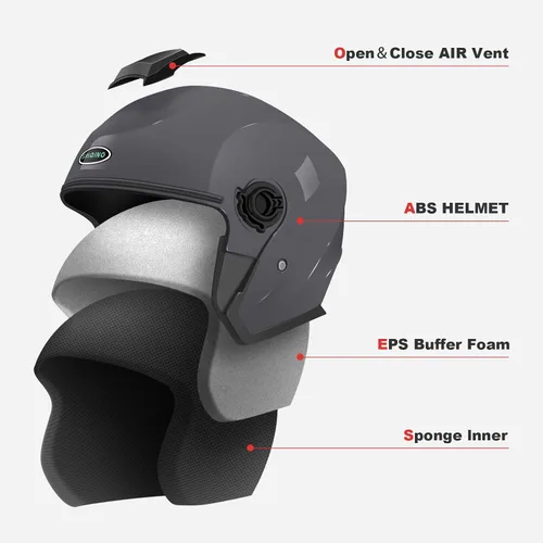 Vista 5 de Casco de motocicleta abierto para adultos 3/4, con doble visera, para moto, scooter, ebike, ciclomotor, para hombres y mujeres, aprobado por el DOT