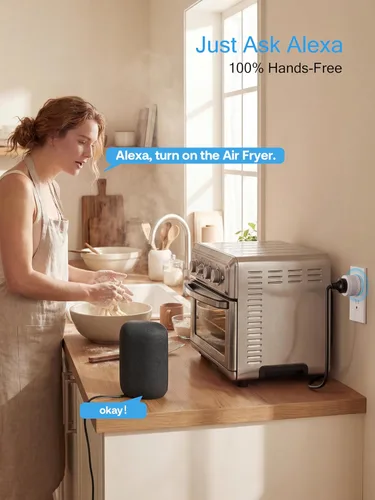 Vista 4 de EIGHTREE Enchufe inteligente 2025, actualización a 15A, toma de corriente Bluetooth y Wi-Fi de doble conexión, control de voz, toma de control