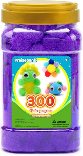 Vista 10 de Praisebank Pompones Negros - 2000 piezas, 1cm, Ideales para Artes y Manualidades, Bolas de Pompón en Frasco