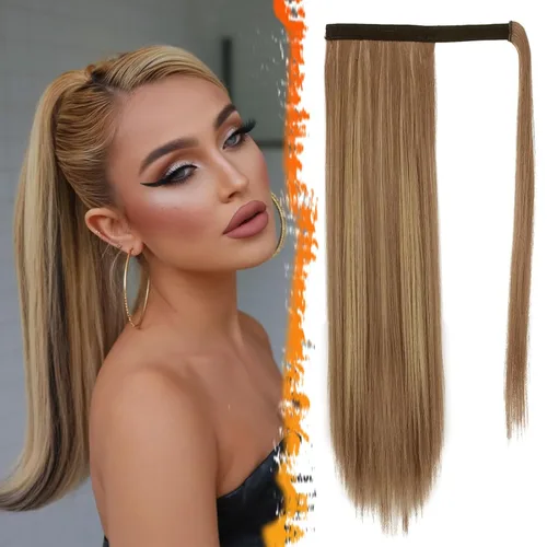 Vista 14 de BARSDAR Extensión de Cola de Caballo Corta y Recta - Extensiones de Cabello de Cola de Caballo con Cordón de 14 Pulgadas en Negro para Mujeres