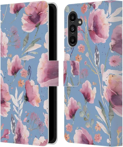 Vista 10 de Head Case Designs Officially Licensed Ninola Abstract Poppies Lilac Floral Leather Wallet Case Compatible with Samsung Galaxy A07 4G