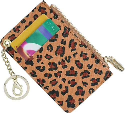 Vista 12 de Carteras pequeñas para mujer, tarjetero de piel delgado, cartera de monedas con llavero