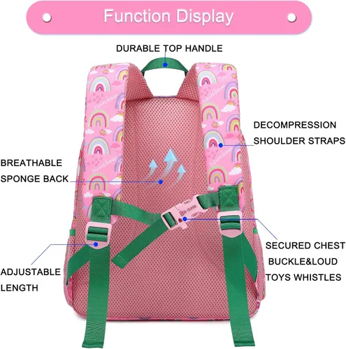 Vista 3 de BUG Mochila infantil para niñas y niños, Arco iris rosado, Mochilas tipo mochila