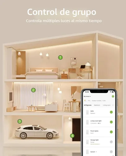 Vista 6 de Interruptores inteligentes GHome Smart para luces, interruptor de luz WiFi inteligente funciona con Alexa y Google Home, un solo polo, requiere
