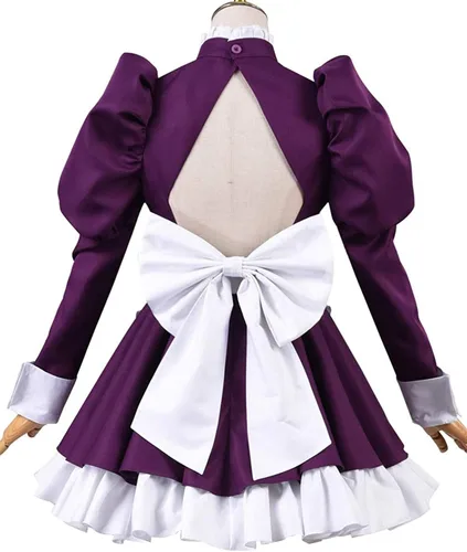 Vista 3 de Disfraz de sirvienta de tiro alto disfraz de Lolita faldas de vestido de Halloween conjunto completo con máscara para mujeres y niñas