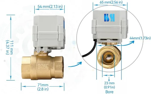 Vista 9 de 1/2" 3/4" 1" 110-230VAC Válvula de Bola Eléctrica Motorizada Normalmente Cerrada/Abierta CF8/Acero Inoxidable 304 Con Enchufe de EE. UU.