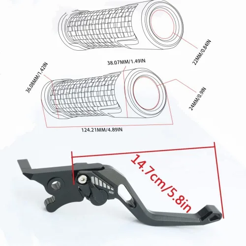 Vista 5 de Embrague de freno de motocicleta Palanca de embrague de freno ajustable para motocicleta Accesorios 3D Rhombus CNC con logotipo para Suzuki V-Strom