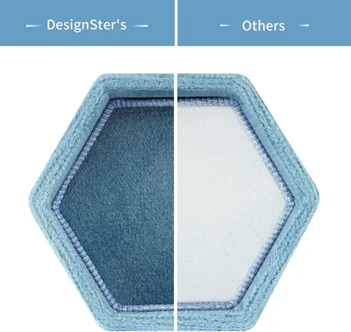 Vista 2 de Caja hexagonal DesignSter de terciopelo, portadora de anillos, hermoso estilo vintage de primera calidad, con tapa desmontable, con doble base