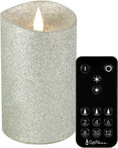 Vista 19 de Velas de Navidad sin llama con control remoto, 7,6 cm x 12,7 cm, Velas parpadeantes de cera real con mecha 3D, pilas, vela de árbol de Navidad Árbol