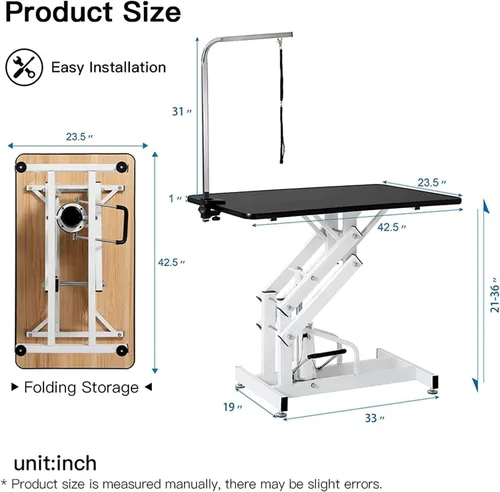 Vista 6 de Mesa hidráulica de aseo para perros grandes, medianos y pequeños, mesa de aseo resistente con brazo ajustable, capacidad máxima de hasta 300 libras