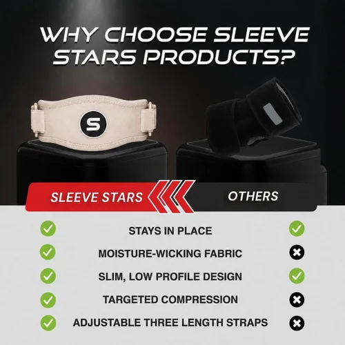 Vista 8 de Sleeve Stars - Codera de Codo de Tenis para Mujeres - Correa de Tenis Ajustable, Codera de Codo de Golfista para Hombres, Contrafuerza para Codo
