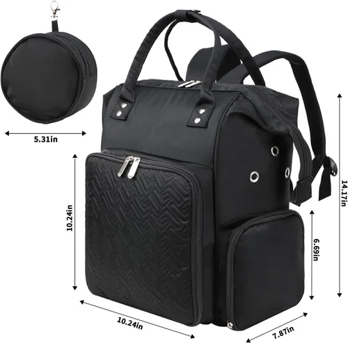 Vista 2 de Mochila organizadora de proyectos para tejer accesorios de suministros de ganchillo, bolsa organizadora de almacenamiento de hilo, bolsa