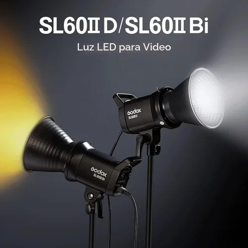 Vista 2 de Godox Luces de video LED SL60IID SL60II-D, 5600±200K, CRI96+, TLCI97+, 8 efectos FX integrados, ventilador ultra silencioso para fotografía