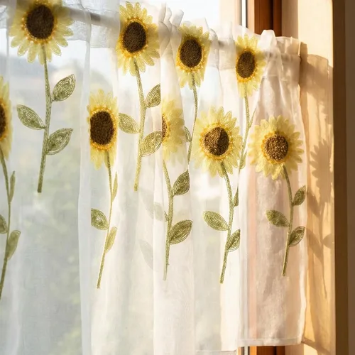 Vista 13 de Molaxhome Cenefa de cortina con bolsillo de barra de encaje de flores moradas para dormitorio, baño, sala de estar