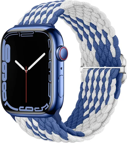 Vista 8 de Qimela - Correa elástica Solo Loop compatible con Apple Watch de 49 mm, 46 mm, 45 mm, 44 mm, 42 mm, 41 mm, 40 mm y 38 mm, correa trenzada Verde