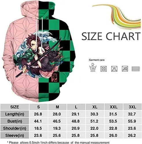 Vista 3 de GOFRVIKOE AdultYouth Hoodie 3d Anime Unisex Fashion Hoodie NezukoTanjiro Sweatshirt