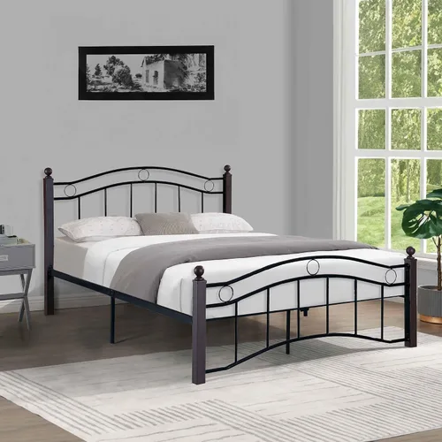 Vista 2 de Base de cama moderna con cabecero y estribo, plataforma resistente con almacenamiento debajo de la cama, base de colchón, sin ruido, soporte