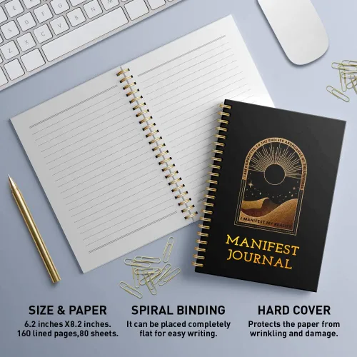 Vista 2 de Cuaderno de espiral inspirador para mujeres y niñas, diario manifiesto mi realidad, diario motivacional para escuela, oficina, trabajo, viajes