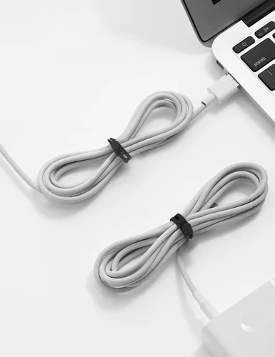 Vista 5 de Kanemc Paquete de 20 bridas de silicona para cables, organizador de cables