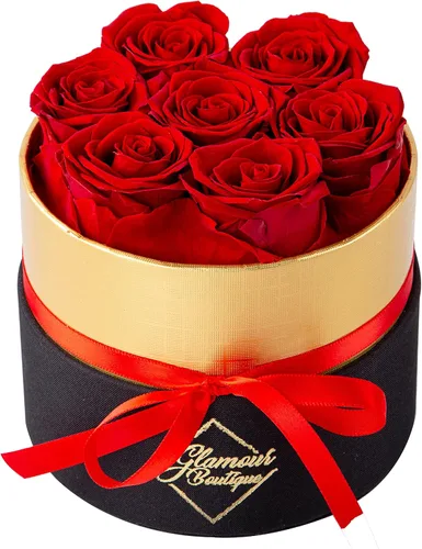 Vista 14 de GLAMOUR BOUTIQUE Rosas eternas preservadas en una caja, flores para siempre, rosa para siempre en una caja para esposa o ella, regalo de flores Azul