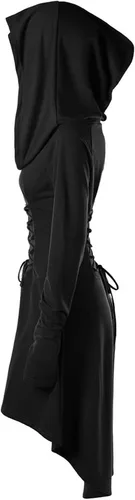 Vista 4 de Capa con capucha para mujer, estilo steampunk, gótico, con capucha, vestido de manga larga, vestido medieval vintage para Halloween