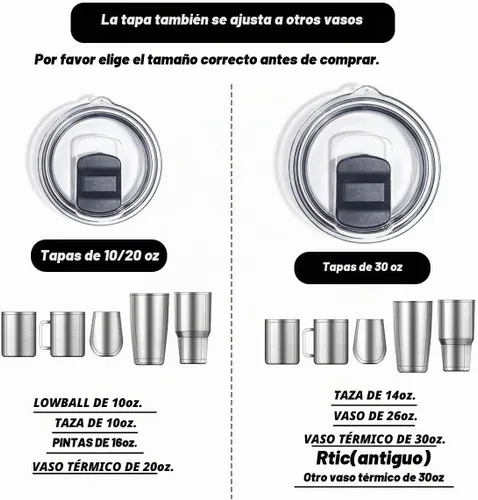 Vista 4 de 2 tapas magnéticas para vaso de 20 onzas con 4 deslizadores magnéticos, tapas de repuesto para vaso, a prueba de derrames, se adapta a YETI Rambler