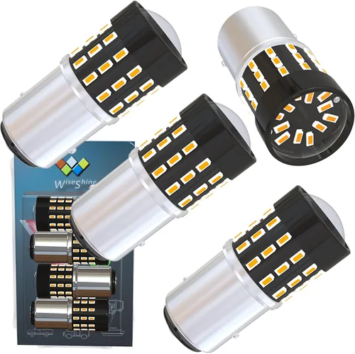 Vista 14 de BAU15S PY21W 1156PY 7507 7510 9507 Bombillas LED súper brillantes color amarillo ámbar de 54 SMD 3014 12V-24V para indicadores de posición, luz