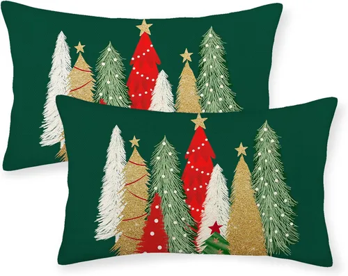 Vista 12 de Fundas de almohada de Navidad de 18x18 Juego de 2 Cojines dorados de copo de nieve de invierno Fundas de almohada negras Cojines decorativos de Copo