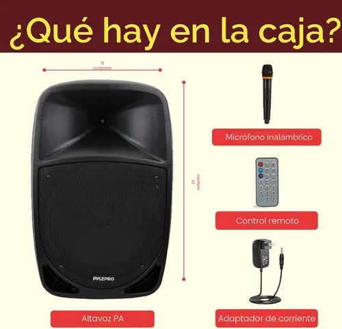 Vista 3 de Altavoz PA Bluetooth portátil de 1200 W, subwoofer de 12 pulgadas, luces indicadoras de batería LED con batería recargable incorporada, lector