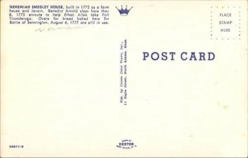 Vista 2 de Nehemiah Smedley House Bennington, Vermont VT Original Vintage Postcard