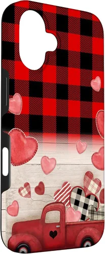 Vista 3 de iPhone 16 Red Buffalo Plaid Farmhouse Truck Farm Fresh Valentines Day Case