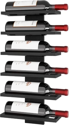 Vista 13 de Hoctieon - Estante para vinos de 3 niveles, madera marrón rústica Marrón rústico