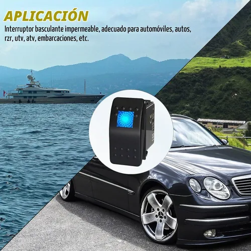 Vista 6 de Joinfworld Interruptor basculante marino de 12 V, 24 V, interruptor basculante iluminado, 12 voltios, 20 A, LED azul, 3 pines, SPST