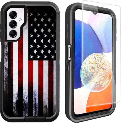 Vista 8 de Funda compatible con Samsung Galaxy A14 5G con protector de pantalla, protección de grado militar, resistente de 3 capas a prueba de golpes