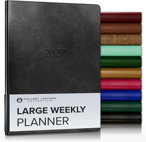 Vista 71 de Gallery Leather Planificador Semanal y Mensual Grande 2025-2026, Calendario Planificador y Cuaderno Elegantemente Encuadernado con Elegantes Bordes