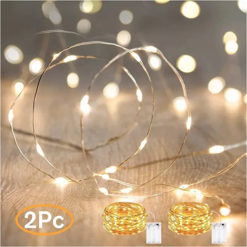 Vista 12 de ANJAYLIA Guirnalda de luces de Pascua que funciona con pilas, 20 luces LED pastel de 9.8 pies, guirnalda de luces pequeñas impermeables para Luces