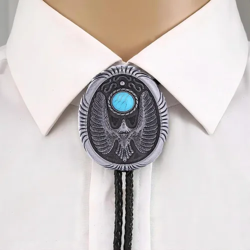 Vista 247 de Jeilwiy Corbata de bolo para hombre, corbata de vaquero occidental, collar de corbata de bolo dorado, corbata de cuero, corbata de Halloween