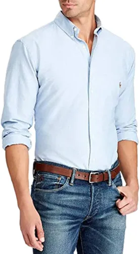 Vista 43 de POLO RALPH LAUREN Men's Classic Fit Plaid Oxford Shirt Blanco básico