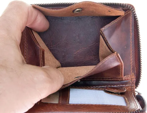 Vista 7 de FLW Cartera de piel auténtica esmaltada con cremallera alrededor (cremallera alrededor) con cadena, Marrón, Cartera con cremallera